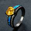 Black Gold Heart Birthstone Ring