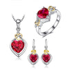Ruby Heart Ring Drop Dangle Earrings Pendant