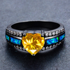 Black Gold Heart Birthstone Ring