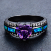 Black Gold Heart Birthstone Ring