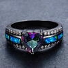 Black Gold Heart Birthstone Ring