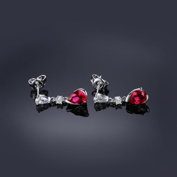 Red Ruby Water Drop Earrings