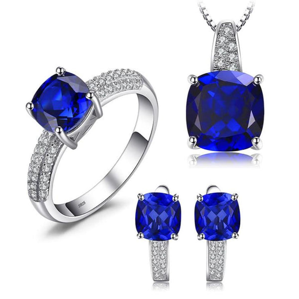 Square Shape Ring Pendant Earring Jewelry Set