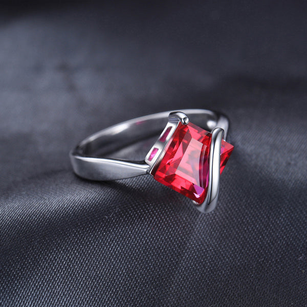 Square Ruby Engagement Ring