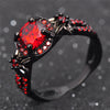 Black Gold Plated Red Ruby Ring
