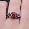 Black Gold Plated Red Ruby Ring
