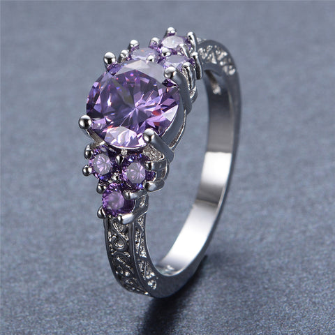 White Gold Filled Purple Stone Ring