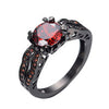 Black Gold Plated Red Ruby Ring