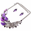Purple Peacock Necklace with Earrings Set