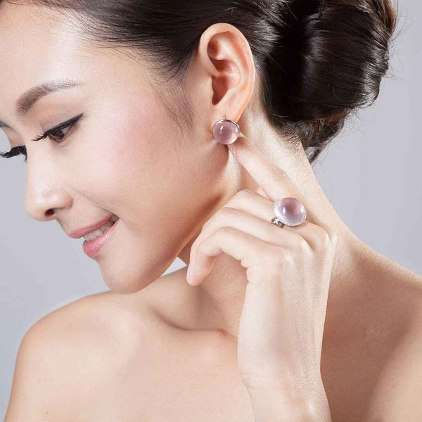 Rose Quartz Clip Earrings