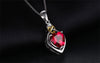 Ruby Heart Ring Drop Dangle Earrings Pendant