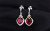 Ruby Heart Ring Drop Dangle Earrings Pendant