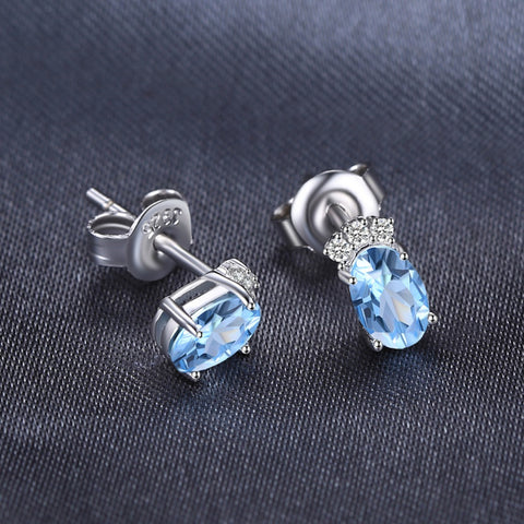 Natural Sky Blue Topaz Earrings