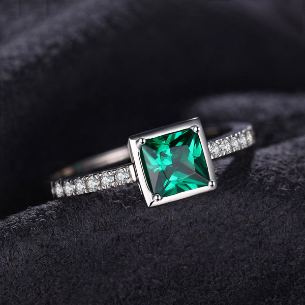 Green Emerald Solitaire Ring