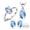 Natural Oval Blue Topaz Jewelry Set