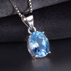 Natural Oval Blue Topaz Jewelry Set