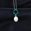 Emerald & Cultured Oval Shape Pearl Pendant