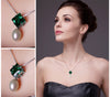 Emerald & Cultured Oval Shape Pearl Pendant
