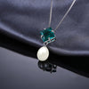 Emerald & Cultured Oval Shape Pearl Pendant