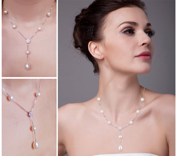 Cultured Pearl Box Chain Choker Strand Beads Necklace