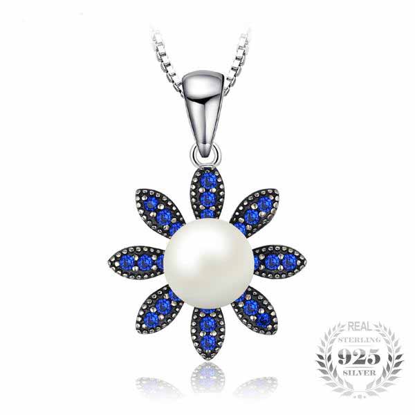 Created Blue Spinel Cultured Pearl Pendant