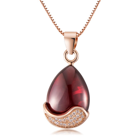 Red pomegranate rose gold necklace