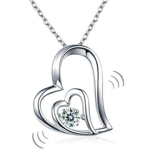 Dancing Stone Double Heart Necklace