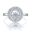 Dancing Stone Double Halo Solid 925 Sterling Silver Ring Fashion Wedding Jewelry
