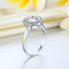 Dancing Stone Double Halo Solid 925 Sterling Silver Ring Fashion Wedding Jewelry