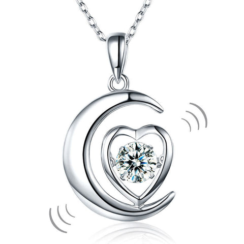 Dancing Stone Moon Heart Necklace