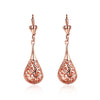 18K Rose Gold Laser Cut Drop Down Earrings