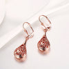 18K Rose Gold Laser Cut Drop Down Earrings