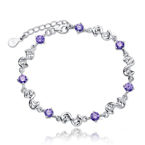Purple Crystal Love Chain Bracelet