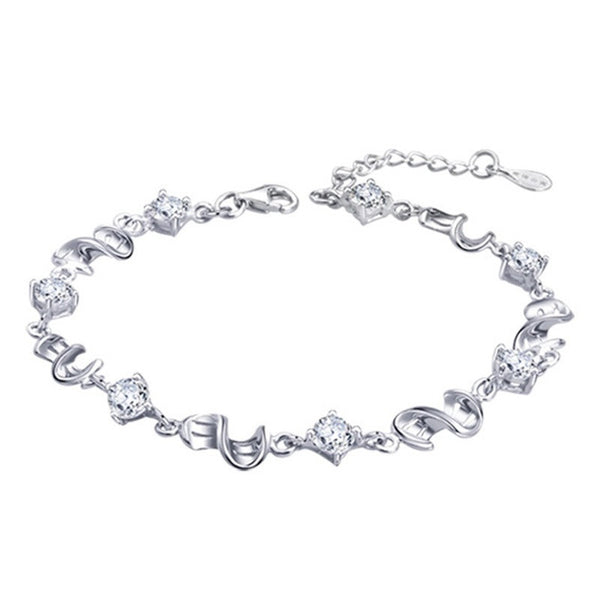Purple Crystal Love Chain Bracelet