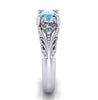 Aquamarine Floral Engagement Promise Solitaire Ring