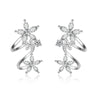 Bone Clips Crystal Flower Cuff Earring